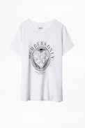 Alys Members Only T-Shirt - Women's white T-shirt with print and rhinestones.