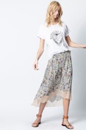 Alys Members Only T-Shirt - Women's white T-shirt with print and rhinestones.