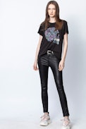 Camiseta Redo Mandala Skull - Camiseta negra para mujer con estampado.