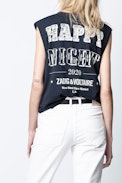 Adria Happy Night Tank Top - Women's purple printed T-shirt.