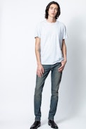 T-Shirt Tommy - Blaues Herren-T-Shirt mit Brusttasche.