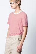 T-Shirt Ted - T-shirt rouge à rayures homme.