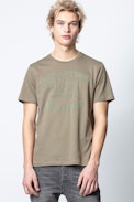 T-Shirt Tommy Blason - T-shirt kaki homme imprimé.