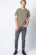 T-Shirt Tommy Blason - T-shirt kaki homme imprimé.