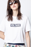Bella Voltaire T-shirt - Women's white printed T-shirt.