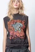 Débardeur Laris Tiger - Débardeur gris femme, imprimé.