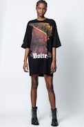 Kleid Upston Life - Schwarzes Damenkleid mit Print.