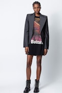 Kleid Upston Life - Schwarzes Damenkleid mit Print.