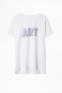 Camiseta Tom Art 3D Strass - Camiseta blanca para mujer con detalles de strass.