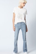 Azedi Strass Jormi T-Shirt - Women’s white T-shirt with rhinestones.