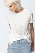 Azedi Strass Jormi T-Shirt - Women’s white T-shirt with rhinestones.