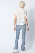 Azedi Strass Jormi T-Shirt - Women’s white T-shirt with rhinestones.