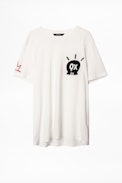 Ted Jormi T-Shirt - Men's white T-shirt with motifs.