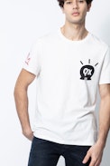 Ted Jormi T-Shirt - Men's white T-shirt with motifs.