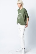 Portland Members Only Sweatshirt - Women's khaki sweatshirt, oversize cut.