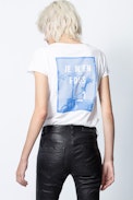 Photoprint Henley T-shirt - Women's white printed T-shirt.