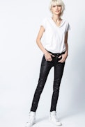 Photoprint Henley T-shirt - Women's white printed T-shirt.