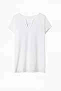 Photoprint Henley T-shirt - Women's white printed T-shirt.