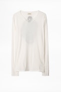 Monastir T-Shirt - Men’s white Henley T-shirt with motif on the back.