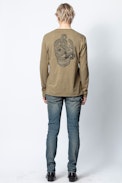 T-Shirt Monastir - T-shirt col tunisien kaki homme motif dos.