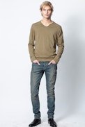 T-Shirt Monastir - T-shirt col tunisien kaki homme motif dos.