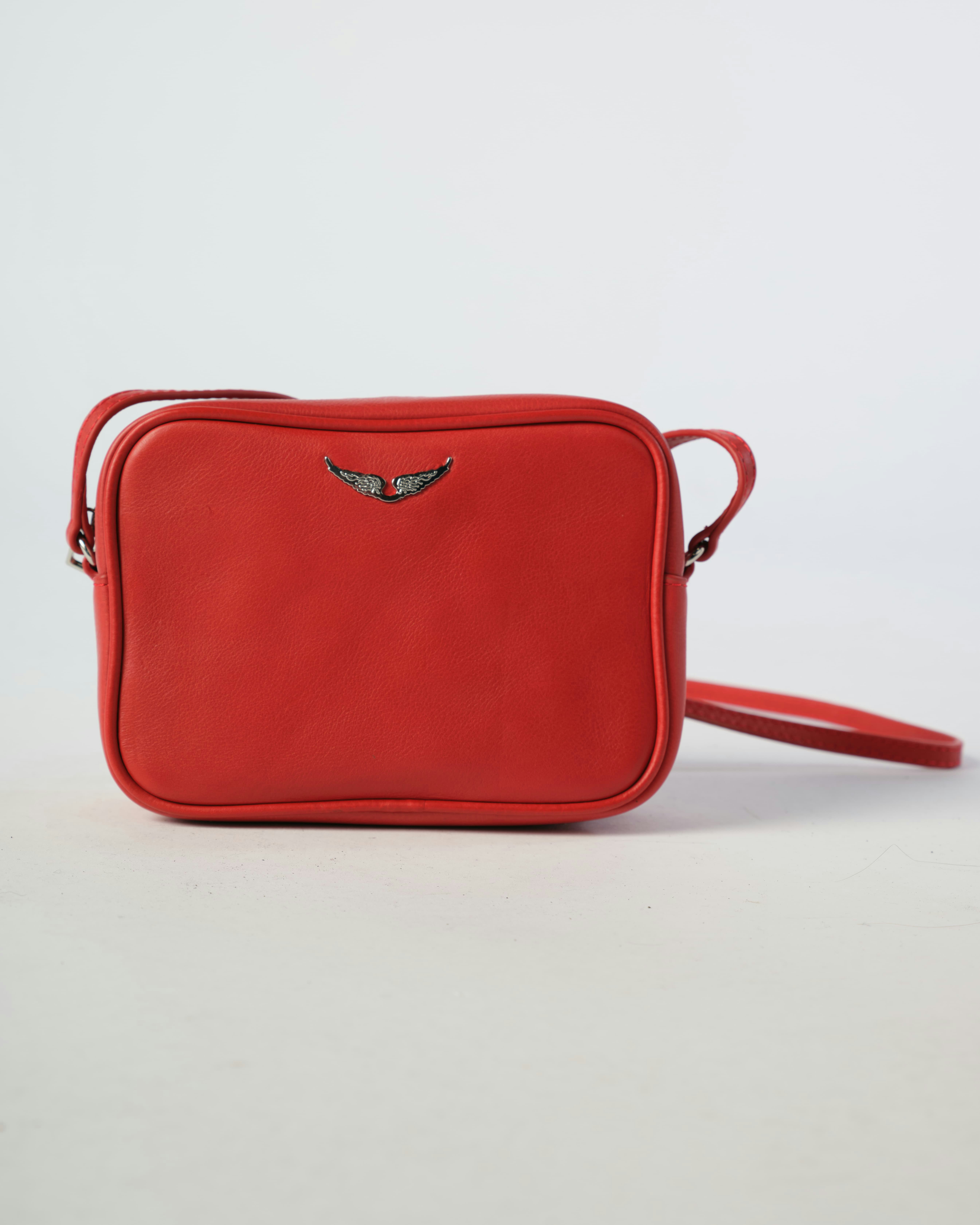 Boxy XS Wings Bag - Red leather crossbody bag.