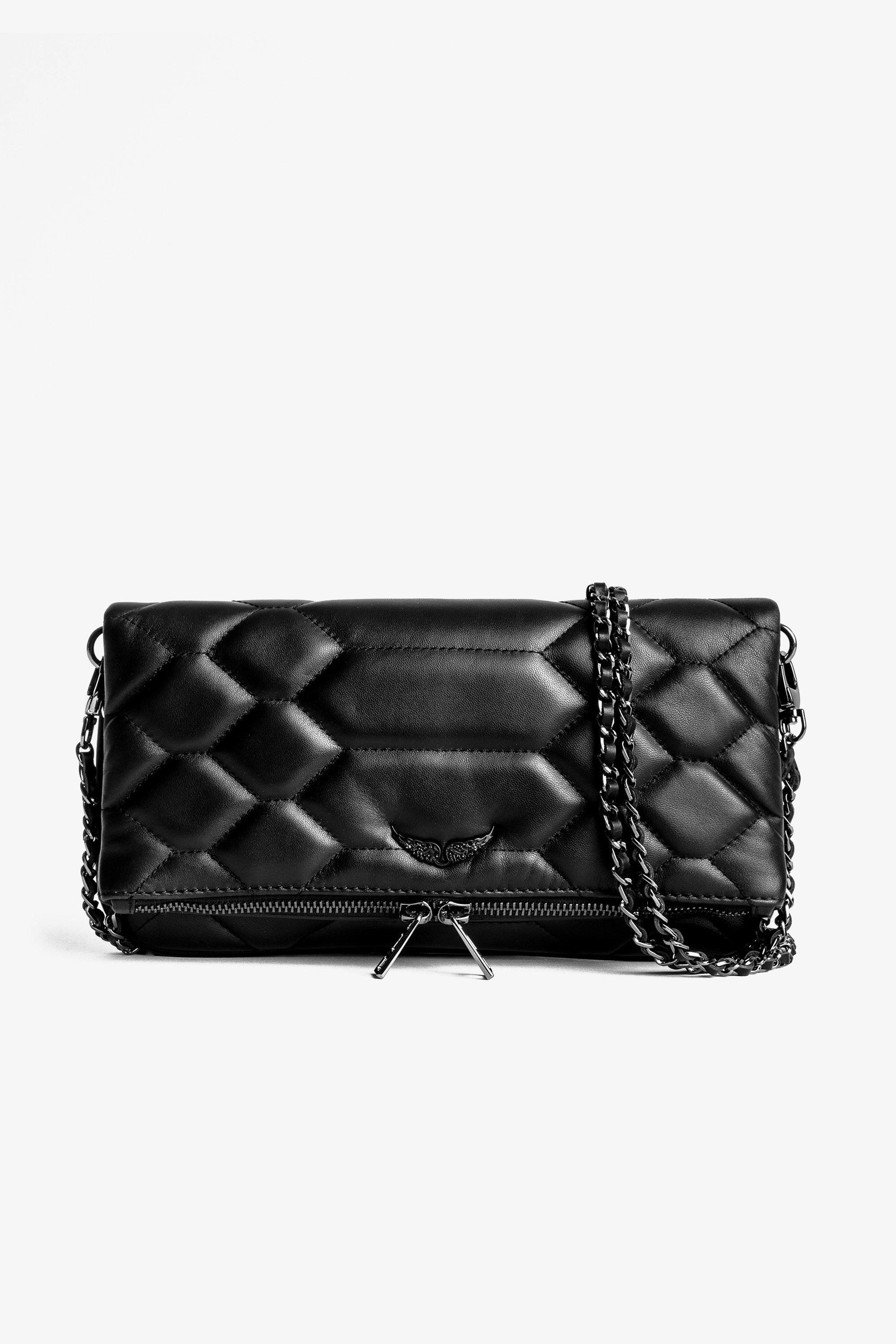 Rock Quilted Clutch - Rock iconic women’s quilted black leather clutch.