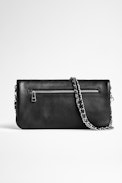 Clutch Rock Strap - Clutch aus schwarzem genarbtem Leder mit Nieten