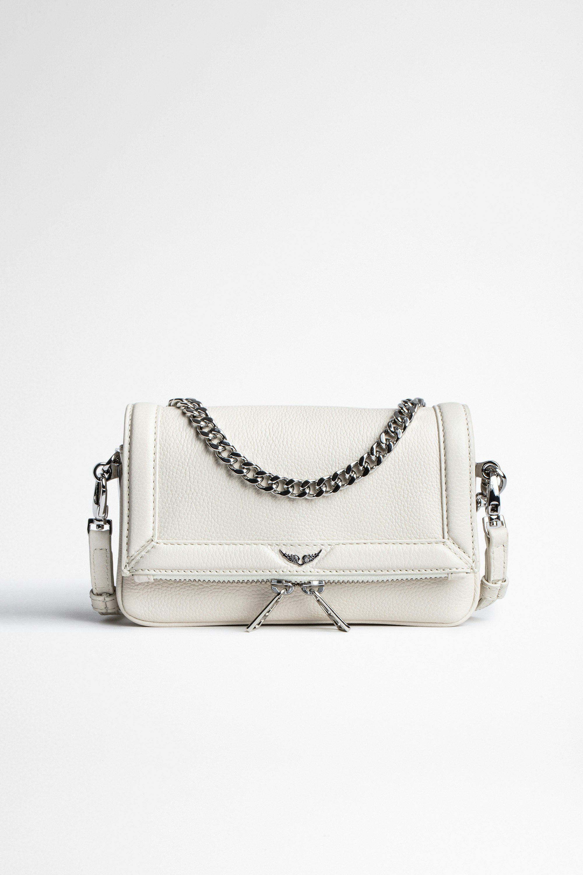 Rock Novel Bag Women’s Rock Novel white suede and grained leather bag