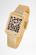 Leopard Printed Timeline Watch - Gold steel women's watch