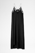 Vestido Seda Risty Jac ZV - Vestido negro para mujer de seda jacquard.