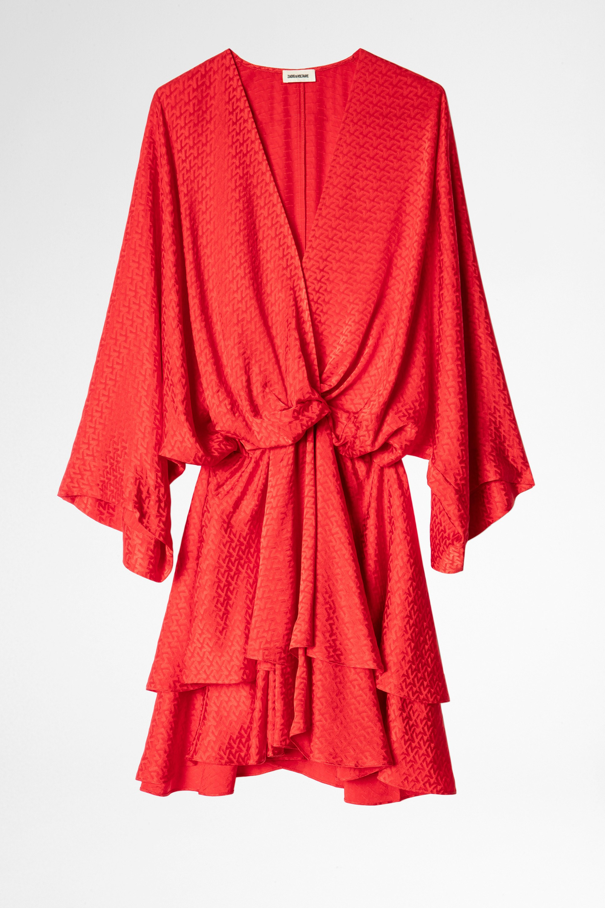 Vestido Seda Hailey Jac ZV Vestido rojo corto de jacquard de seda para mujer.