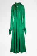 Kleid aus Seide Bow Jac ZV - Grünes Damen-Seidenkleid.