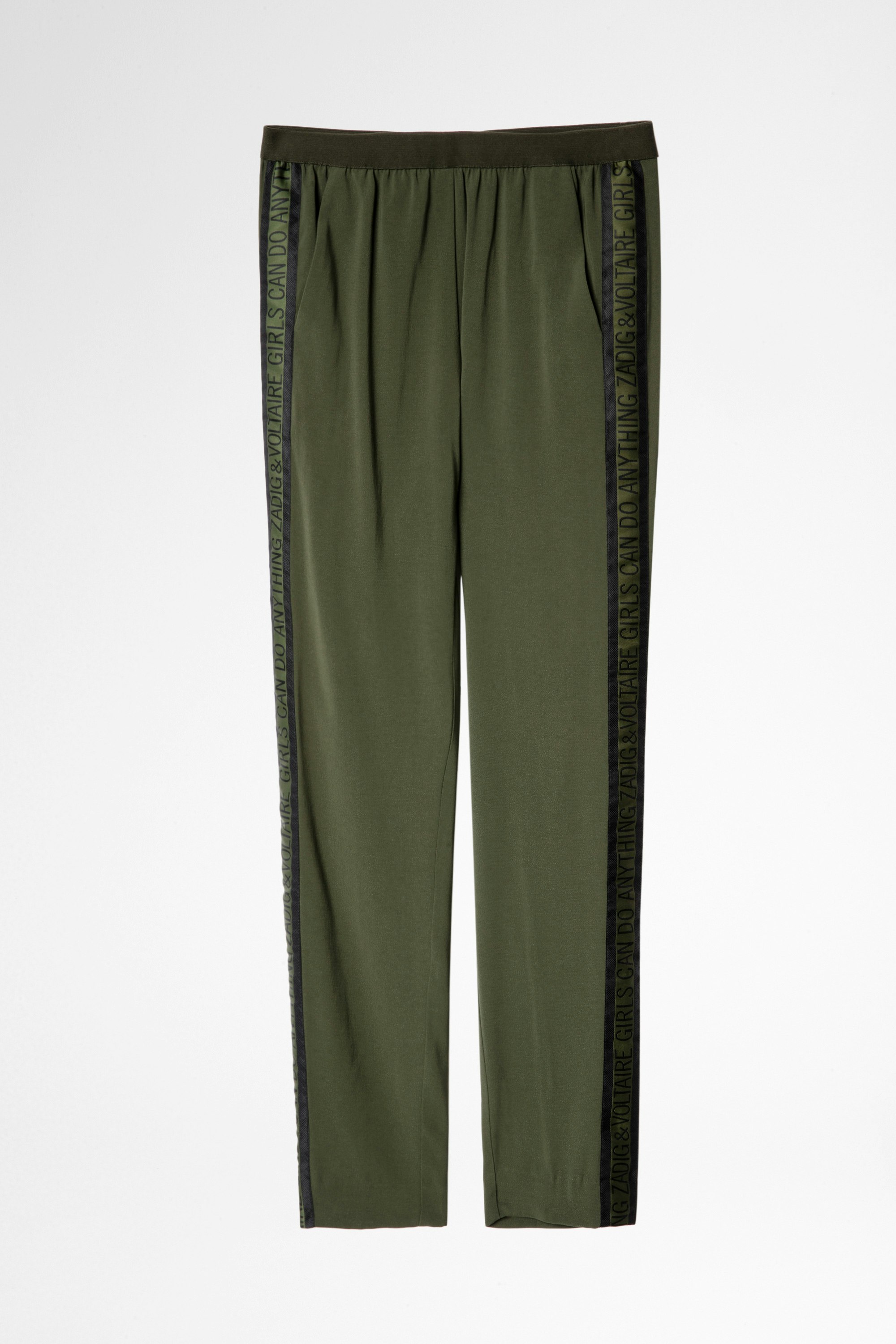 Paula Trousers Women’s khaki trousers with bands on the sides