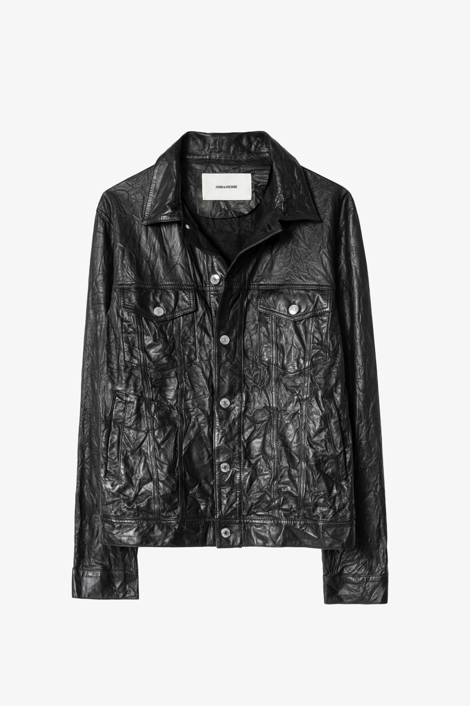 Base Crinkled Leather Jacket - Men's black jacket
