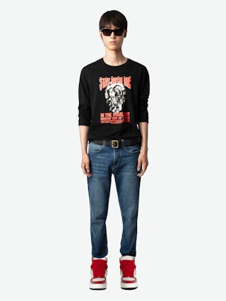 Men's High Wings Trainers - High-top trainers in smooth white leather, with red vintage leather inserts and wing signatures. These trainers are made with materials that have a reduced environmental impact.