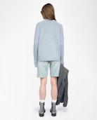 Mora Wool Sweater - High neck sweater with love embroidery on front.