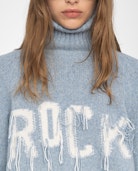 Mora Wool Sweater - High neck sweater with love embroidery on front.