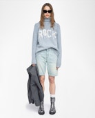 Mora Wool Sweater - High neck sweater with love embroidery on front.