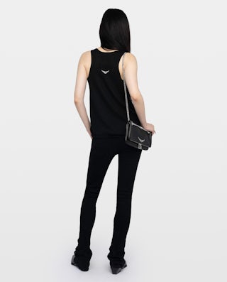 Débardeur Lee 100% Cachemire - Debardeur avec multicusto strass ton sur ton.