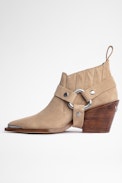 Botines N'Dricks - Botines de ante beige con tacón biselado para mujer