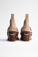 Botines N'Dricks - Botines de ante beige con tacón biselado para mujer
