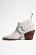 N’Dricks Ankle Boots - Women’s low cognac suede ankle boots with strap