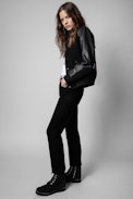 Joe Leo Ankle Boots - Women's black suede studded ankle boots with leopard print