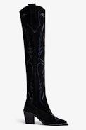 Botas Cara High Cuero - Botas western de mujer por encima de la rodilla de ante negro. Al comprar este producto, estás apoyando la producción de cuero responsable a través de Leather Working Group.