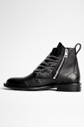 Laureen Ankle Boots Leather - Women's black leather studded ankle boots