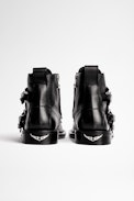 Laureen Ankle Boots Leather - Women's black leather studded ankle boots