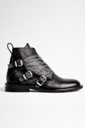 Laureen Ankle Boots Leather - Women's black leather studded ankle boots