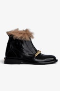 Laureen Faux Fur Ankle Boots - With faux fur and a front chain for an added twist, and the brand's signature wings, the iconic Laureen Roma ankle boots are the ultimate rock footwear.