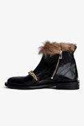 Laureen Faux Fur Ankle Boots - With faux fur and a front chain for an added twist, and the brand's signature wings, the iconic Laureen Roma ankle boots are the ultimate rock footwear.
